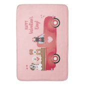 Happy Valentines Day Lieferwagen LKW Liebe Hunde Badematte (Vorderseite Vertikal)
