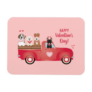 Happy Valentines Day Lieferwagen LKW Liebe Hunde Magnet