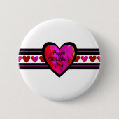 Happy Valentine's Day Lined Design Texted Button (Vorderseite)