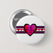 Happy Valentine's Day Lined Design Texted Button (Vorne & Hinten)