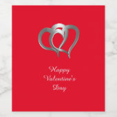 Happy Valentine's Day Linked Chrome Herzen Weinetikett (Einzelnes Label)