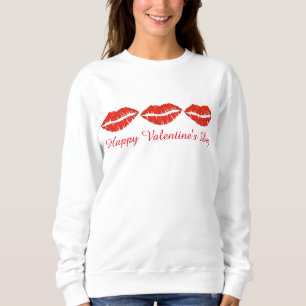 Happy Valentine's Day Lipstick Kiss Valentine Sweatshirt