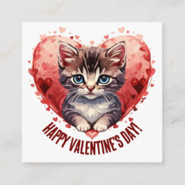 Happy Valentine's Day Little Kitten with Heart Begleitkarte