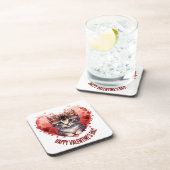 Happy Valentine's Day Little Kitten with Heart Getränkeuntersetzer (Rechte Seite)