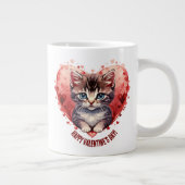 Happy Valentine's Day Little Kitten with Heart Jumbo-Tasse (Rechts)