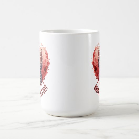 Happy Valentine's Day Little Kitten with Heart Kaffeetasse (Mittel)