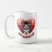 Happy Valentine's Day Little Kitten with Heart Kaffeetasse (Links)