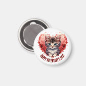 Happy Valentine's Day Little Kitten with Heart Magnet (Vorderseite/Rückseite)