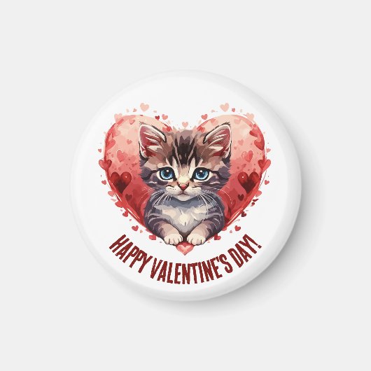 Happy Valentine's Day Little Kitten witn Herz Magnet (Vorne)