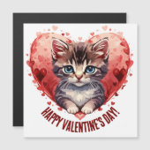Happy Valentine's Day Little Kitten witn Herz Magnetkarte (Vorne/Hinten)