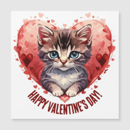 Happy Valentine's Day Little Kitten witn Herz Magnetkarte