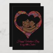Happy Valentine's Day Little Sister Black Girl (Vorne/Hinten)