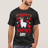 Happy Valentines Day Llama Herz Liebe Tier T-Shirt (Vorderseite)