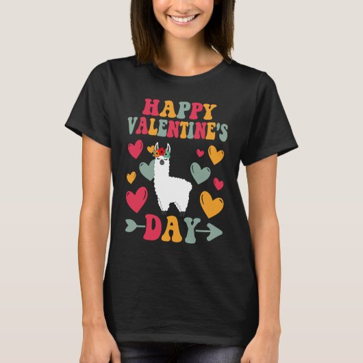 Happy Valentines Day Llama Liebe Locarno T-Shirt (Vorderseite)