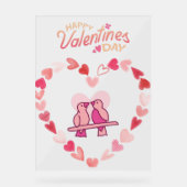 Happy Valentines Day Love Birds Rosa Herzklopfen Acrylschild (Vorderseite)