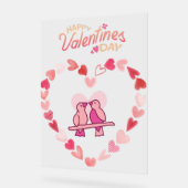 Happy Valentines Day Love Birds Rosa Herzklopfen Acrylschild (Winkel)