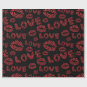 Happy Valentine's Day Love Elegant Red &Black Geschenkpapier (Flach)