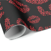 Happy Valentine's Day Love Elegant Red &Black Geschenkpapier (Rolleneckpunkt)