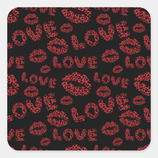 Happy Valentine's Day Love Elegant Red &Black Quadratischer Aufkleber