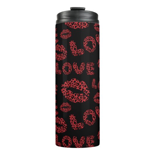 Happy Valentine's Day Love Elegant Red &Black Thermosbecher (Vorderseite)