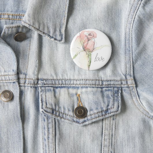 Happy Valentine's Day Love Pink Rosebud Button (Beispiel)