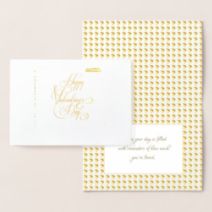 Happy Valentine's Day Lovely Elegant Luxury Gold Folienkarte