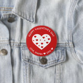 Happy Valentine's Day Lovely Red White Hearts Button (Beispiel)