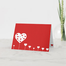 Happy Valentine's Day Lovely Red White Hearts Feiertagskarte