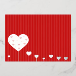 Happy Valentine's Day Lovely Red White Hearts Folien Feiertagskarte