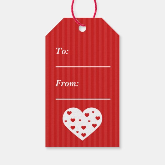 Happy Valentine's Day Lovely Red White Hearts Geschenkanhänger (Rückseite)