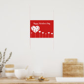 Happy Valentine's Day Lovely Red White Hearts Poster (Küche)