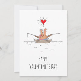 Happy Valentine's Day Lovers Fischen Rotes Herz Feiertagskarte