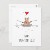 Happy Valentine's Day Lovers Fischen Rotes Herz Postkarte (Vorne/Hinten)
