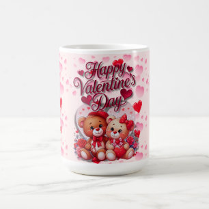 Happy Valentine's Day Loving Teddy Bear Couple Kaffeetasse