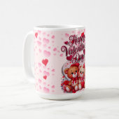 Happy Valentine's Day Loving Teddy Bear Couple Kaffeetasse (Vorderseite Links)