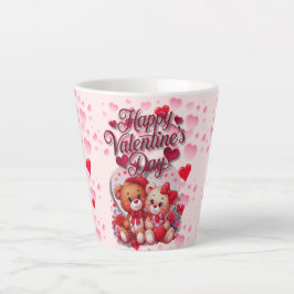 Happy Valentine's Day Loving Teddy Bear Couple Milchtasse