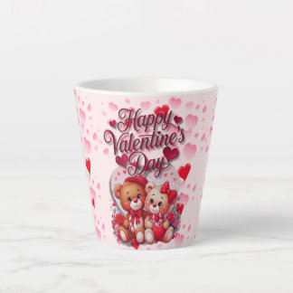 Happy Valentine's Day Loving Teddy Bear Couple Milchtasse