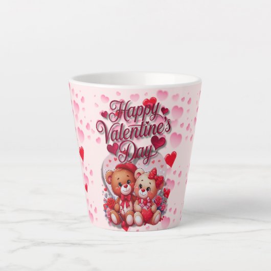 Happy Valentine's Day Loving Teddy Bear Couple Milchtasse (Vorderseite)