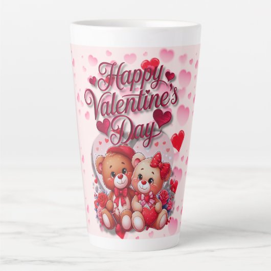 Happy Valentine's Day Loving Teddy Bear Couple Milchtasse (Vorderseite)