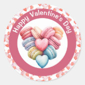 Happy Valentine's day Macaron Heart Runder Aufkleber (Vorderseite)