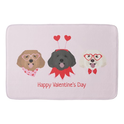 Happy Valentines Day Maltipoo Hunde Badematte (Vorderseite)