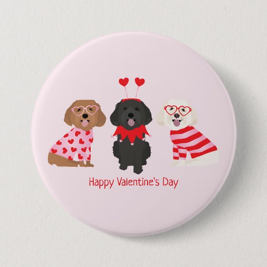 Happy Valentines Day Maltipoo Hunde Button (Vorderseite)