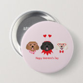 Happy Valentines Day Maltipoo Hunde Button (Vorne & Hinten)