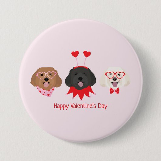Happy Valentines Day Maltipoo Hunde Button (Vorderseite)