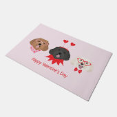 Happy Valentines Day Maltipoo Hunde Fußmatte (Schrägansicht)