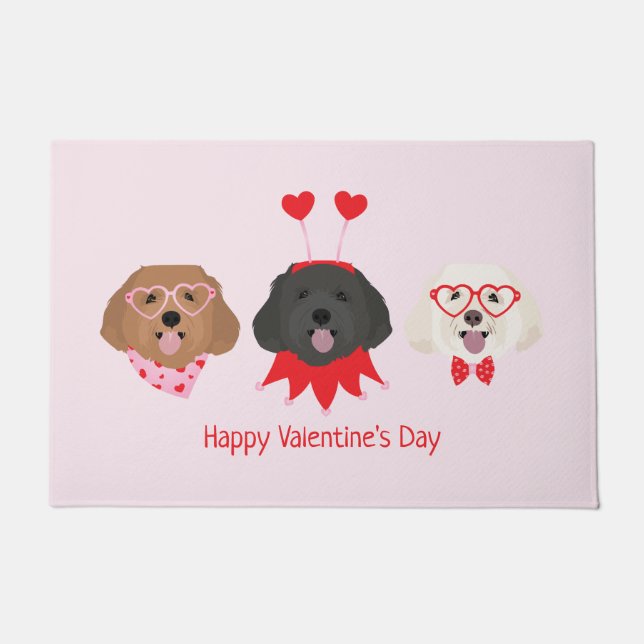 Happy Valentines Day Maltipoo Hunde Fußmatte (Vorderseite)