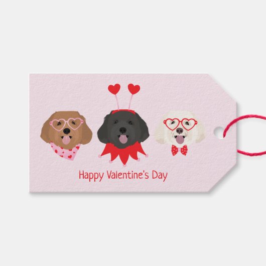 Happy Valentines Day Maltipoo Hunde Geschenkanhänger (Vorderseite (Horizontal))