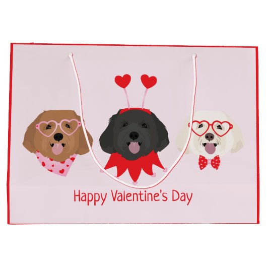 Happy Valentines Day Maltipoo Hunde Große Geschenktüte (Rückseite)