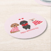 Happy Valentines Day Maltipoo Hunde Runder Pappuntersetzer (Angewinkelt)