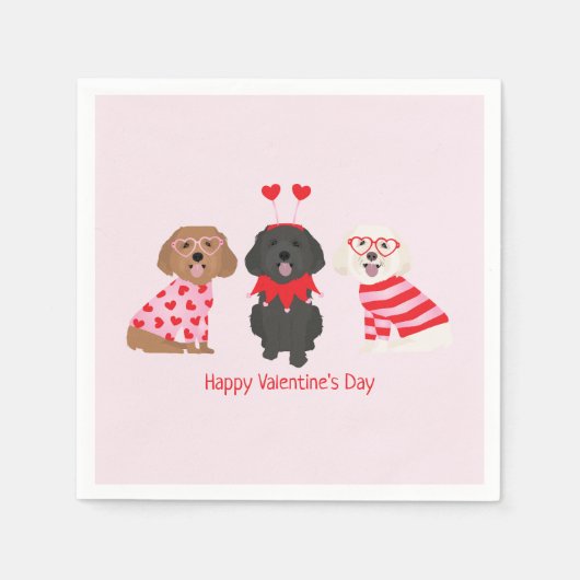 Happy Valentines Day Maltipoo Hunde Serviette (Vorderseite)